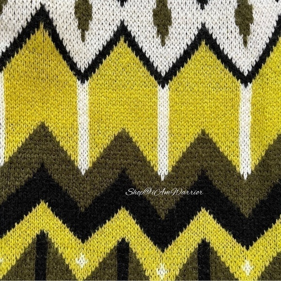 Scoop olive/chartreuse chevron long sweater duster cardigan *shop@iamwarrior - Picture 4 of 11